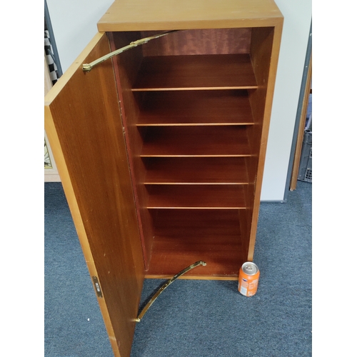 171 - A mid century teak shelved cabinet. H 89cm x W 40cm x D 40cm.