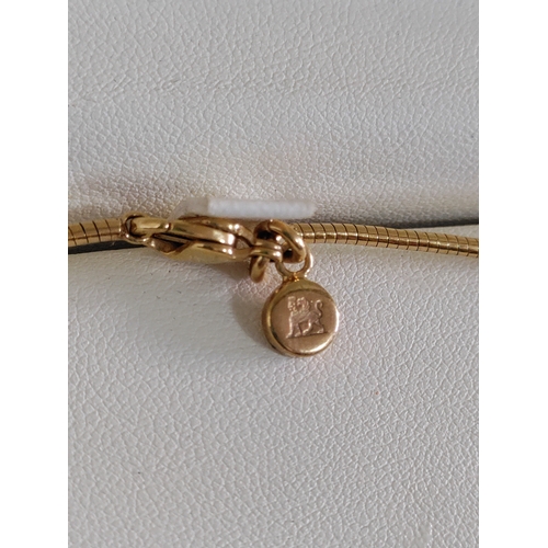 317 - A boxed 'Frey Wille' gold tone chain and pendant with enamelled Egyptian hieroglyphs.