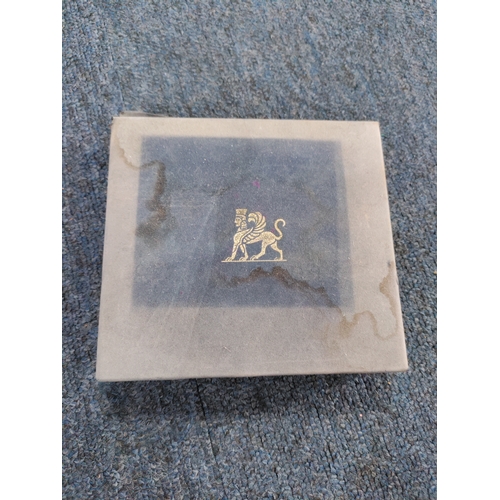 317 - A boxed 'Frey Wille' gold tone chain and pendant with enamelled Egyptian hieroglyphs.