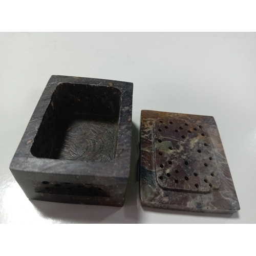 221 - A cloisonne pear shaped container with design depicting flowers and leaves paired with an incence bu... 