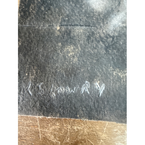 257 - Original charcoal drawing of two ghostlike figures that is signed LS Lowry. This is on what appears ... 