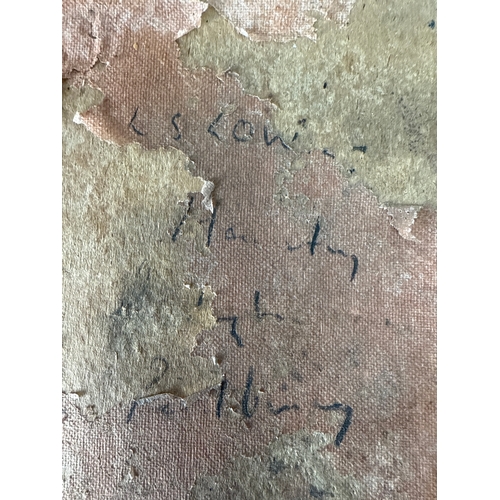 257 - Original charcoal drawing of two ghostlike figures that is signed LS Lowry. This is on what appears ... 