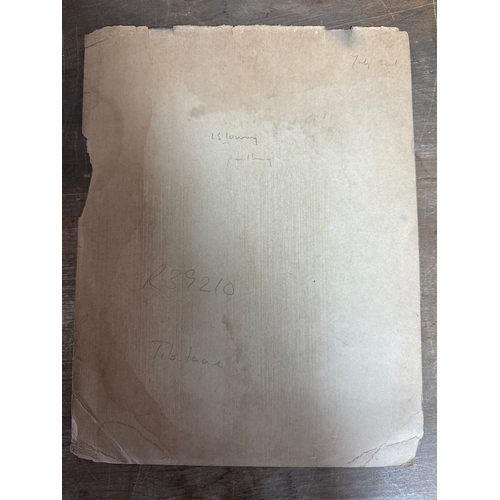 260 - Original pencil drawing of a lampost and fence signed LS Lowry 1961 mentions tub lane on the rear wh... 