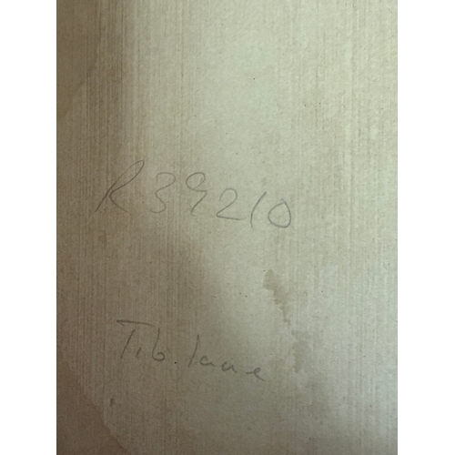 260 - Original pencil drawing of a lampost and fence signed LS Lowry 1961 mentions tub lane on the rear wh... 