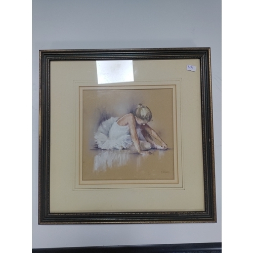 115 - A pair of pastel paintings, depicting young ballet dancers. Framed and glazed with an Indistinct sig... 
