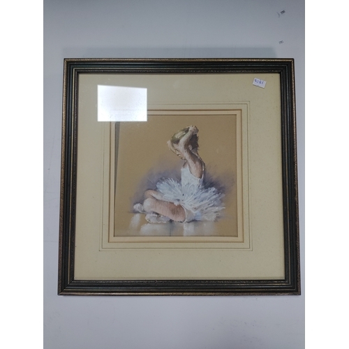 115 - A pair of pastel paintings, depicting young ballet dancers. Framed and glazed with an Indistinct sig... 