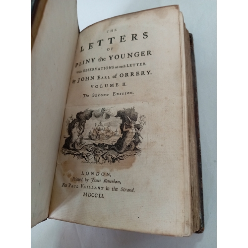 78 - A trio of 18th century books. To include; The letters of pliny the younger with observations on each... 