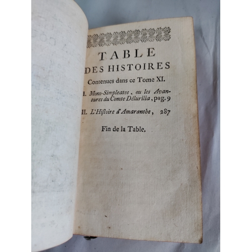 83 - A collection of 18th century leather bound books. To include; La vie De Marianne ou Les avantures De... 