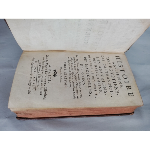 83 - A collection of 18th century leather bound books. To include; La vie De Marianne ou Les avantures De... 