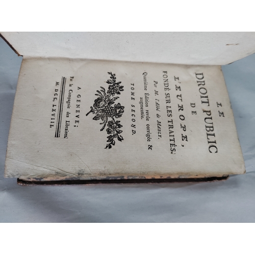 83 - A collection of 18th century leather bound books. To include; La vie De Marianne ou Les avantures De... 