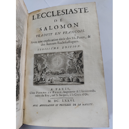 86 - An antique 16th century book titled L'Ecclesiaste De Salomon Tradvit en Francois. Dated 1676.