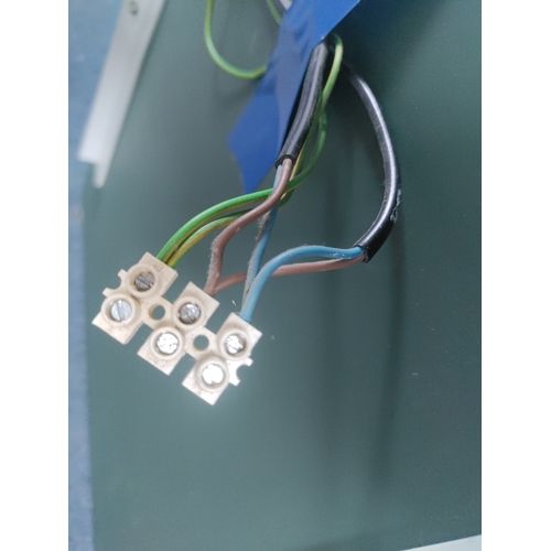 120 - A mirror with fitted lights and art depicting a street lamp