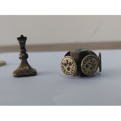 266 - Two Antique Georgian brass fob seals. One is a pendent seal which has writing on and the other is a ... 