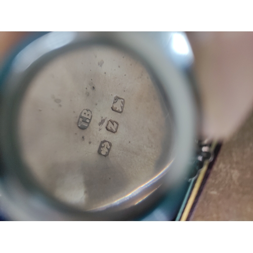 224 - A box with a pair of Victorian silver salt bowls and spoons hallmarked Birmingham 1899