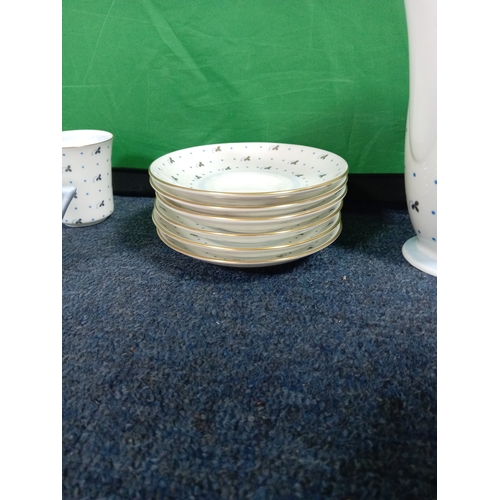 236 - A Royal Doulton 'Saxe' complete art deco style coffee set to include 6 espresso cups with saucers, s... 