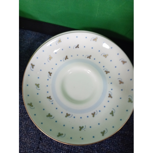 236 - A Royal Doulton 'Saxe' complete art deco style coffee set to include 6 espresso cups with saucers, s... 