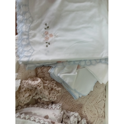242 - A job lot of vintage embroided linen.