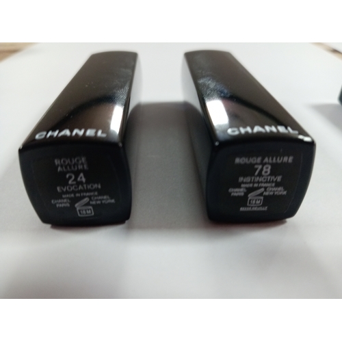 248 - A collection Chanel makeup to include rouge allure 24 evocation lipstick, rouge allure 78 instinctiv... 