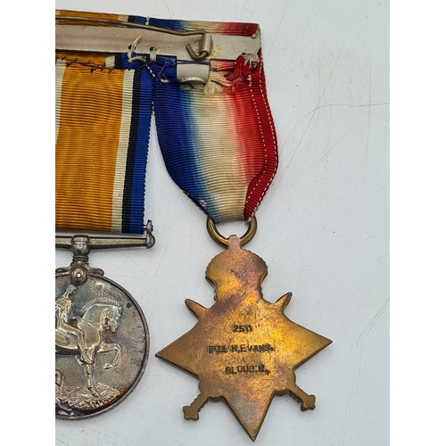 249 - A trio of WW1 medals to include 1915 star, war and victory medals. Harry Evans, 2511, 1/5th Gloucest... 