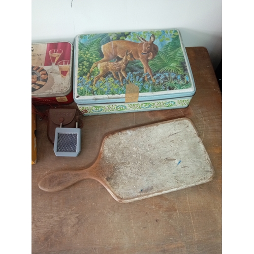 4 - Assortment Of Vintage Empty Tins, Boxes & Weston Master V Exposure Meter With Case