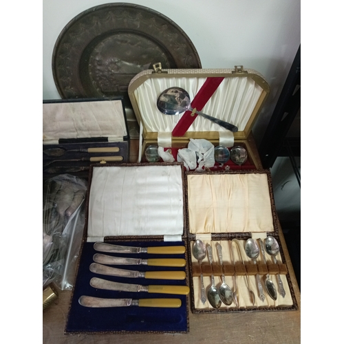 5 - Vintage & Antique Brass & Silver Plated Cutlery, Tankards, Trinket Boxes ETC

Cutlery with original ... 