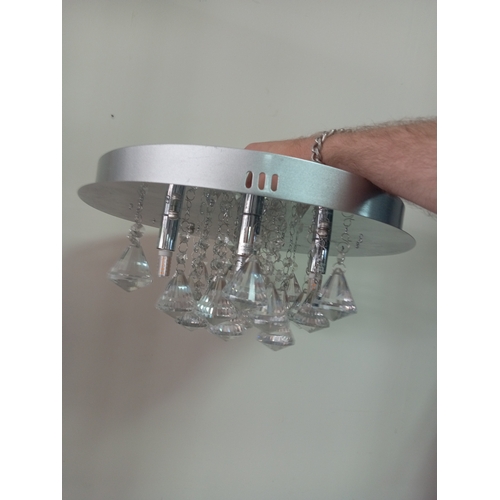 8 - Two different Crystal Pendant Light Fixtures, 1 modern Silver Coloured, 1 vintage Gold Coloured