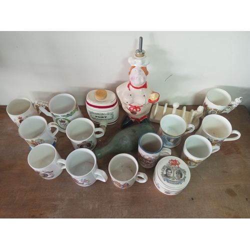 10 - Assortment Of Ceramics Including Royal Family Mugs, Lurpak Toast Holder & Oil Decanter