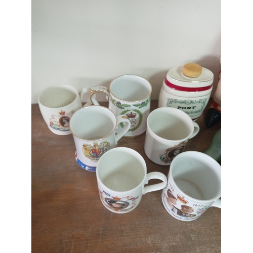 10 - Assortment Of Ceramics Including Royal Family Mugs, Lurpak Toast Holder & Oil Decanter
