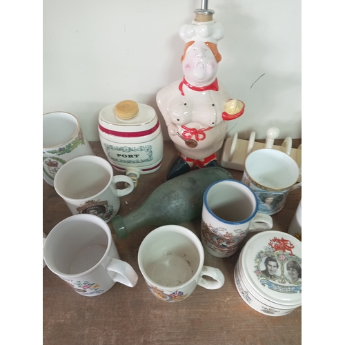 10 - Assortment Of Ceramics Including Royal Family Mugs, Lurpak Toast Holder & Oil Decanter