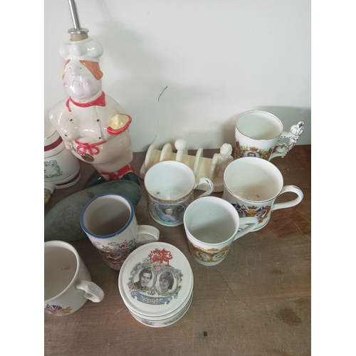 10 - Assortment Of Ceramics Including Royal Family Mugs, Lurpak Toast Holder & Oil Decanter