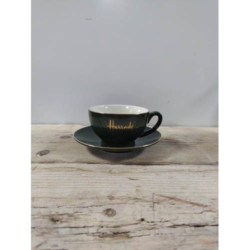 34 - A Harrods tea for 2 set To include 1 teapot, 2 teacups & a saucer.