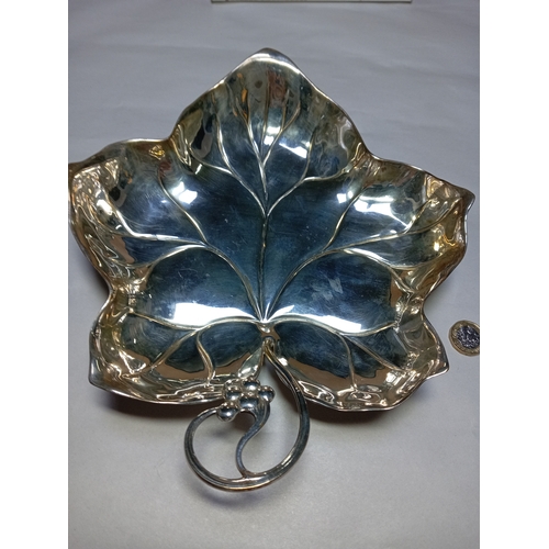 52 - A large WMF silver plate leaf dish. Length 29.5cm x Width 25cm.