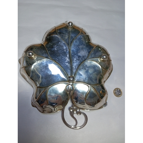 52 - A large WMF silver plate leaf dish. Length 29.5cm x Width 25cm.