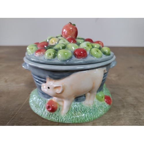 56 - A ceramic apple sauce bowl by James Herriot Country Kitchen and a Trade Plus Aid ornamental tea pot