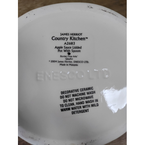 56 - A ceramic apple sauce bowl by James Herriot Country Kitchen and a Trade Plus Aid ornamental tea pot