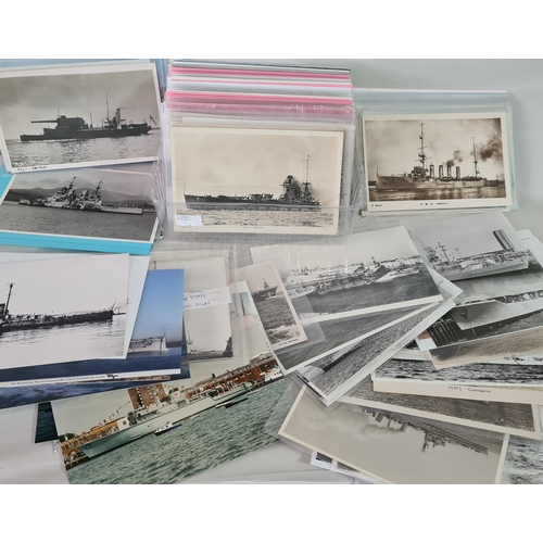 176 - A substantial collection of over 200 Warship postcards/ photographs and prints. Ships from the early... 