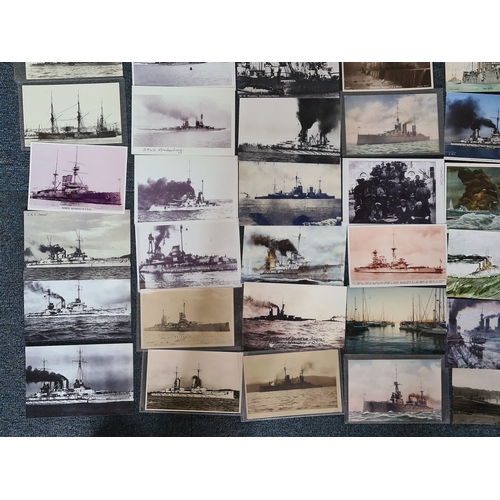 176 - A substantial collection of over 200 Warship postcards/ photographs and prints. Ships from the early... 