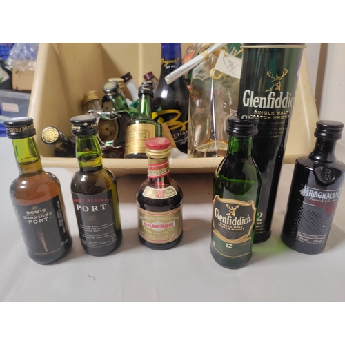 250 - A Job Lot of various Alcohol, to include; A 5 cl bottle of Dow's Midnight Port, a 5 cl bottle of M&S... 
