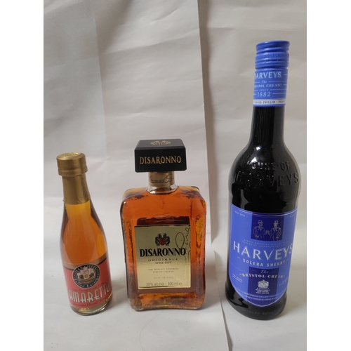 256 - Three bottles of Liqueur and Sherry, to include; one bottle of Harshel's Amaretto, one bottle of Ita... 
