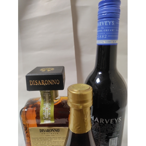 256 - Three bottles of Liqueur and Sherry, to include; one bottle of Harshel's Amaretto, one bottle of Ita... 