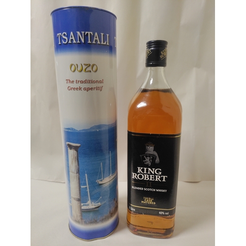 270 - One 700ml bottle of 'Tsantali' Greek Ouzo, along with one bottle of King Robert II Blended Scotch Wh... 