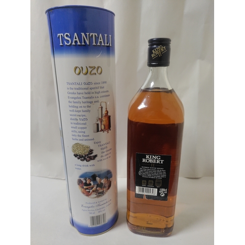 270 - One 700ml bottle of 'Tsantali' Greek Ouzo, along with one bottle of King Robert II Blended Scotch Wh... 