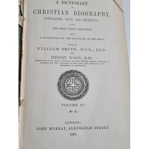 213 - 2x Victorian books: Dictionary Of Christian Biography Volume 3 & 4 1887. Books are intact but with s... 