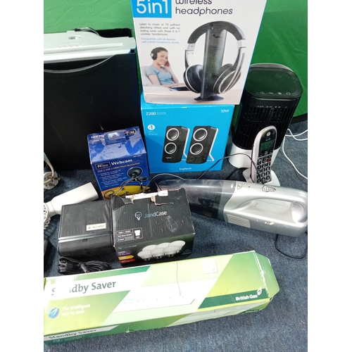 4 - Assortment Of Electrical Goods Including Logitech Speakers, Optimum Headphones, Paper Shredder & Mor... 