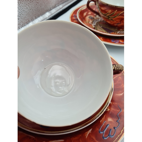 11 - A vintage hand painted 1960's Japanese Satsuma Dragonware Moriage Tea Set, marked H H.P. (Kutani Hay... 