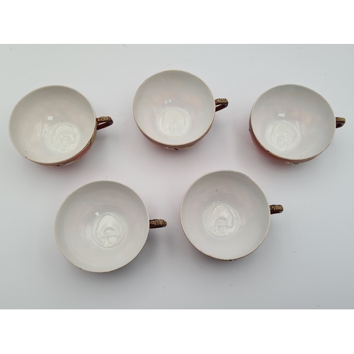 11 - A vintage hand painted 1960's Japanese Satsuma Dragonware Moriage Tea Set, marked H H.P. (Kutani Hay... 
