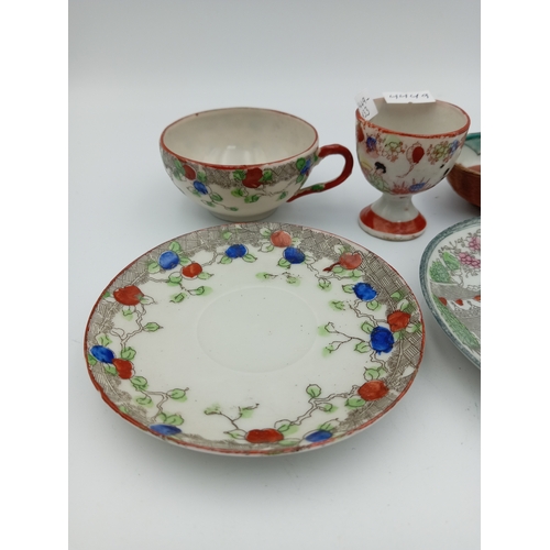 30 - Vintage Delicate Hand Painted oriental Decorative Porcelain Cups & Saucers