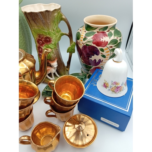 34 - Assortment Of Vintage Ceramic Floral Patterned Vases, Royal Doulton China Bell & Wade England Gold T... 