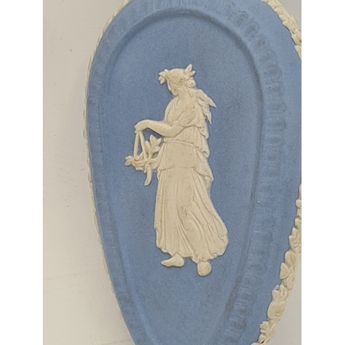 248 - A rare Wedgwood Blue Jasperware perfume scent bottle with Silver lid. Silver is marked.