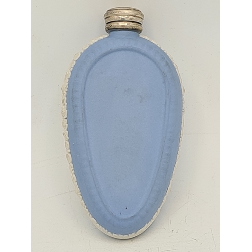 248 - A rare Wedgwood Blue Jasperware perfume scent bottle with Silver lid. Silver is marked.